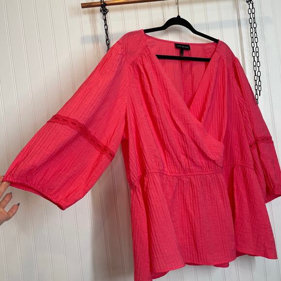 Lane Bryant & ASOS Lost In Pink Ruffle & Surplice Pullover Blouse Bundle Size 4X - Picture 4 of 9